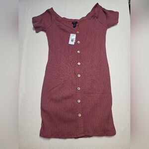 Rue21 Ribbed Button-Down Dress in Rust